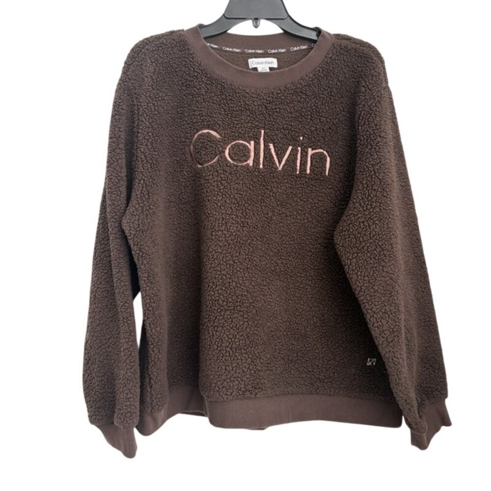Calvin Klein Brown Sherpa Fleece Pullover Size XL